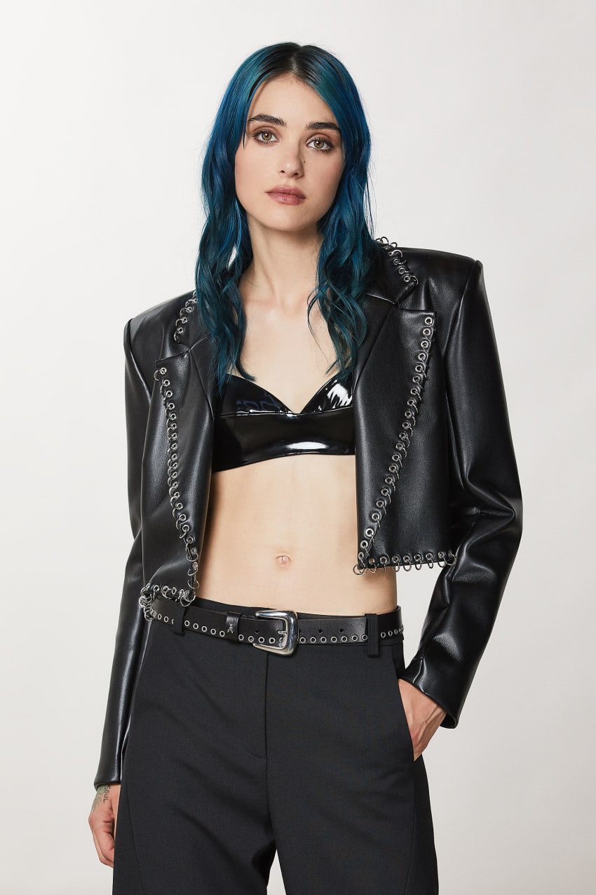 Patrizia Pepe Post Punk Cropped Jacket Siyah | ZKQ213049