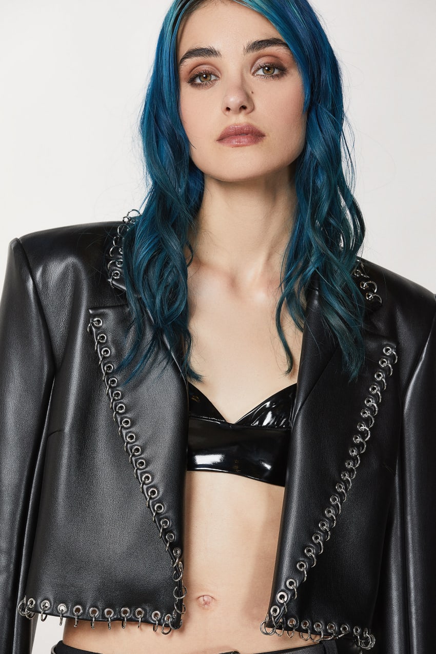 Patrizia Pepe Post Punk Cropped Jacket Siyah | ZKQ213049