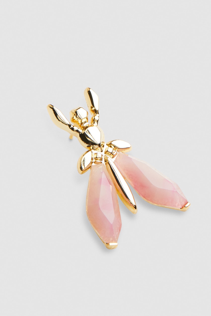 Patrizia Pepe Precious Fly Earrings With Stones Pembe | AQP386017