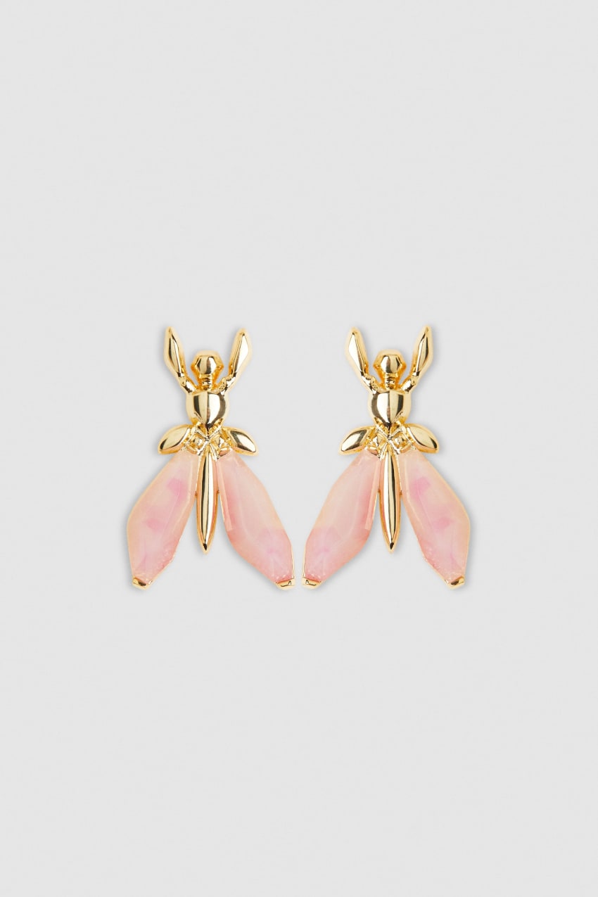 Patrizia Pepe Precious Fly Earrings With Stones Pembe | AQP386017