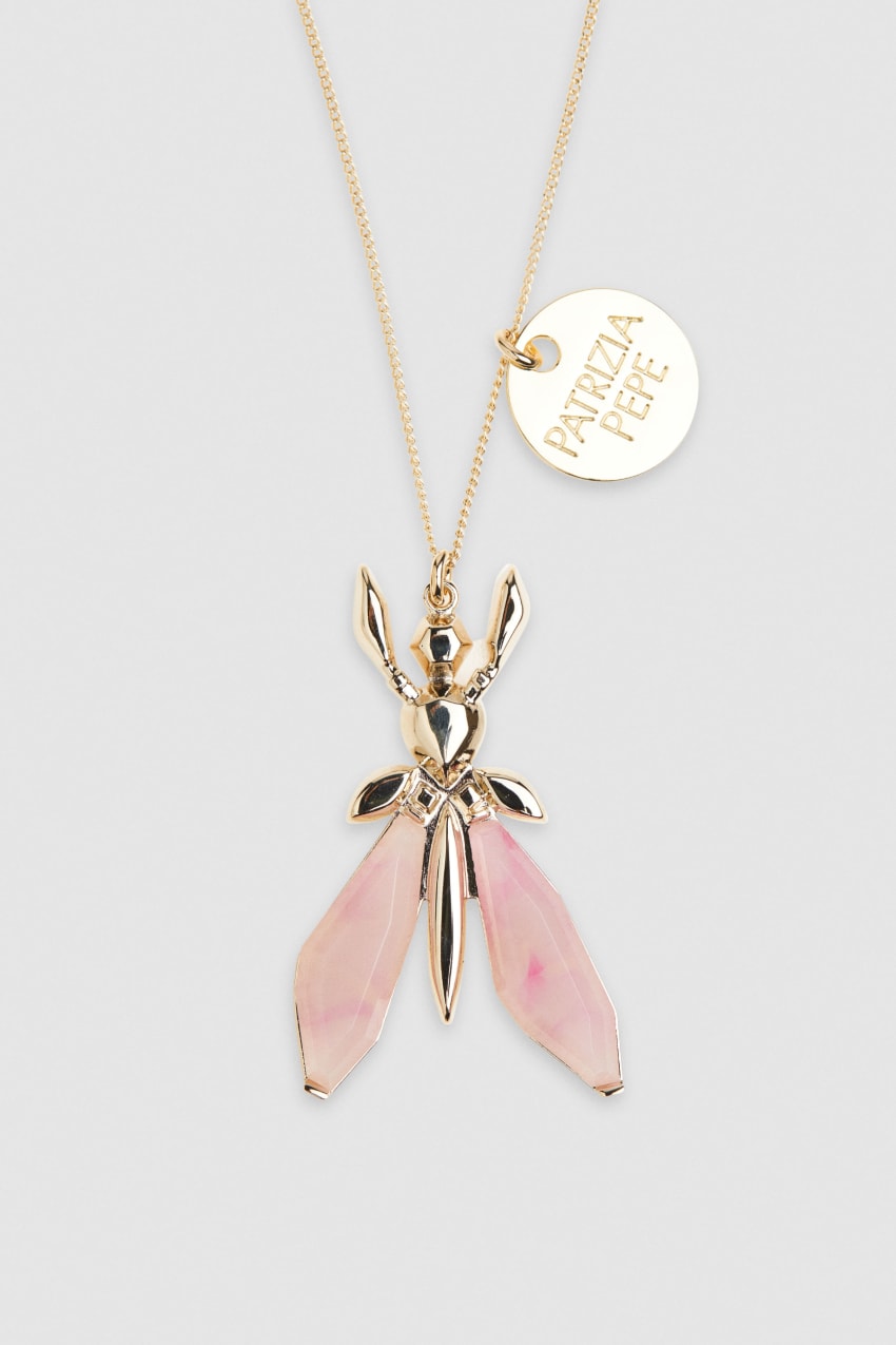 Patrizia Pepe Precious Fly Necklace With Stones Pembe | GJU284157