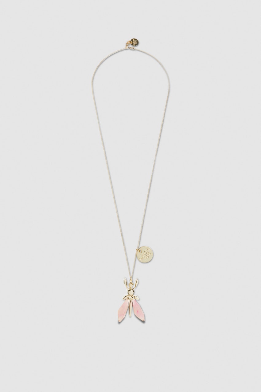 Patrizia Pepe Precious Fly Necklace With Stones Pembe | GJU284157