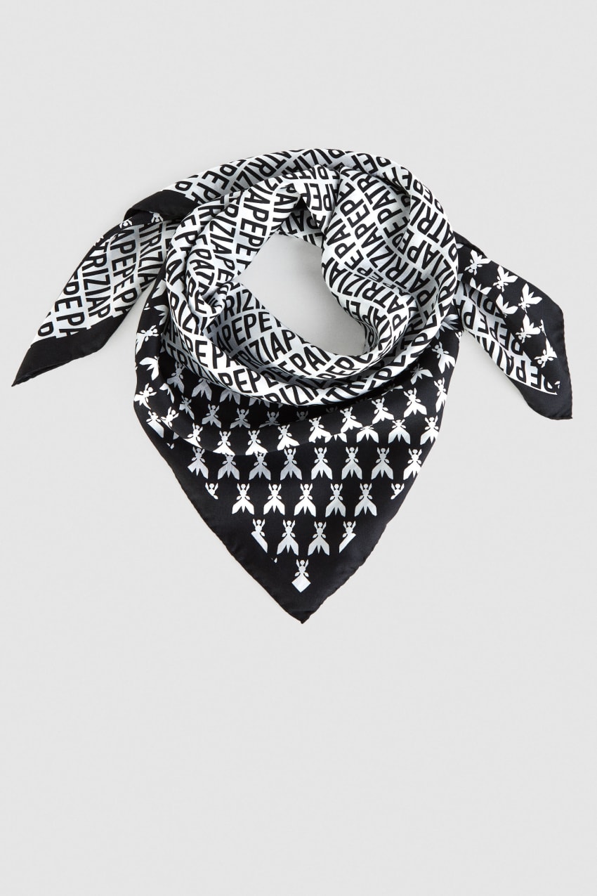 Patrizia Pepe Printed Silk Neckerchief Beyaz | WJL913405