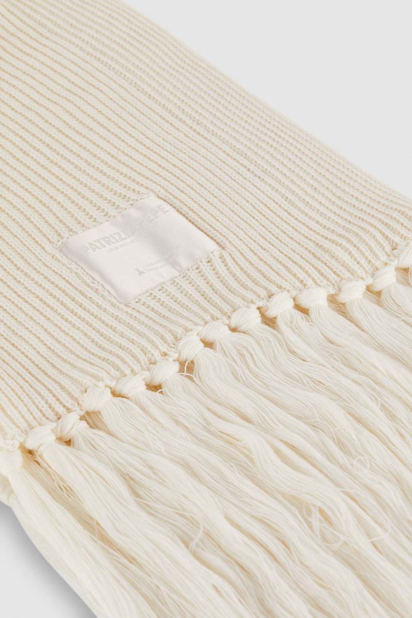 Patrizia Pepe Ribbed Scarf With Fabric Fringes Bej Rengi | JFB732085