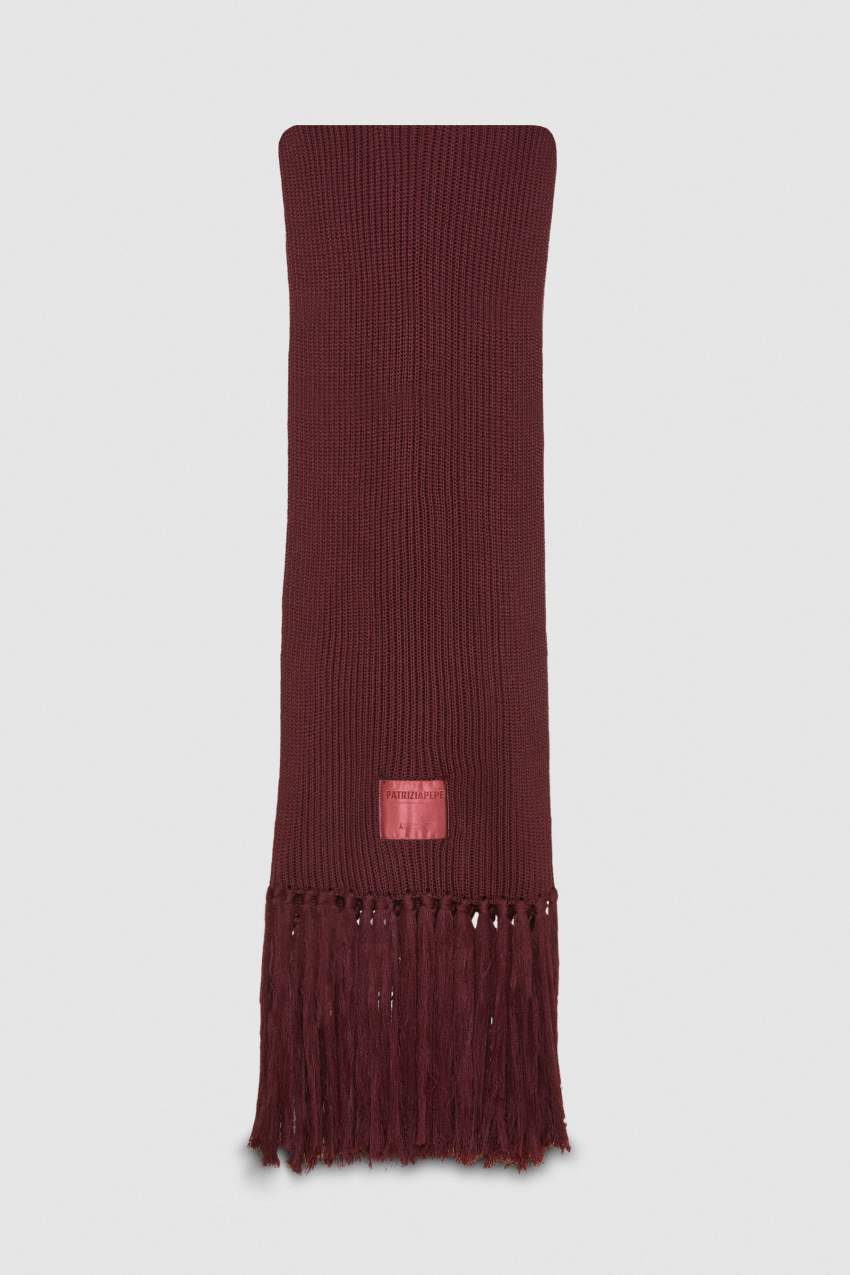 Patrizia Pepe Ribbed Scarf With Fabric Fringes Mor | JCL673201