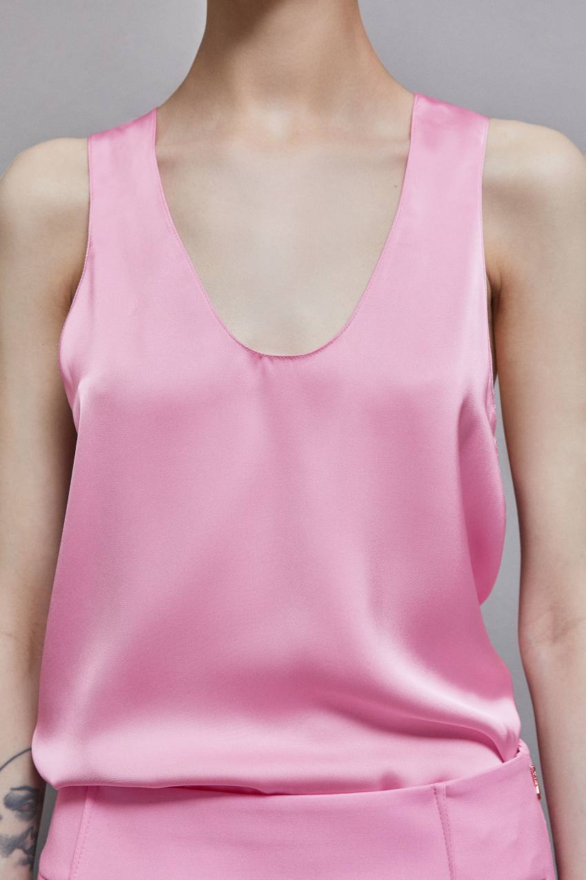 Patrizia Pepe Shiny Satin Blouse Pembe | GYQ592648