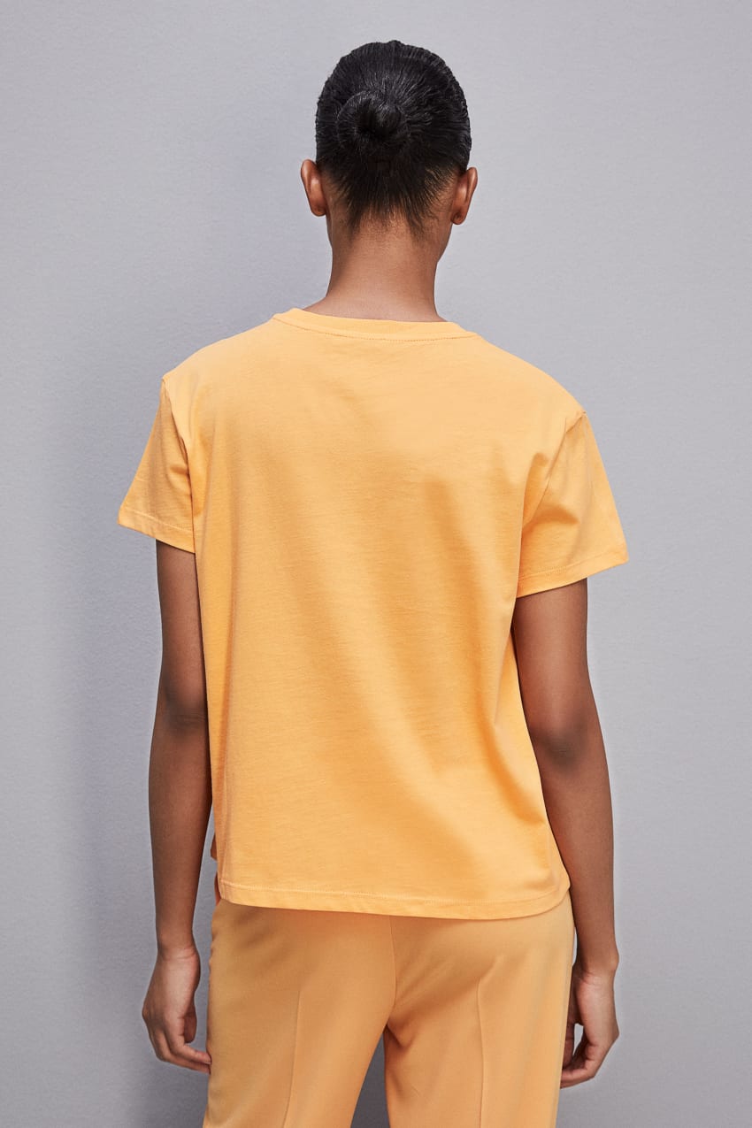 Patrizia Pepe Short-sleeved T-shirt With Logo In Organic Cotton Turuncu | RQX048127