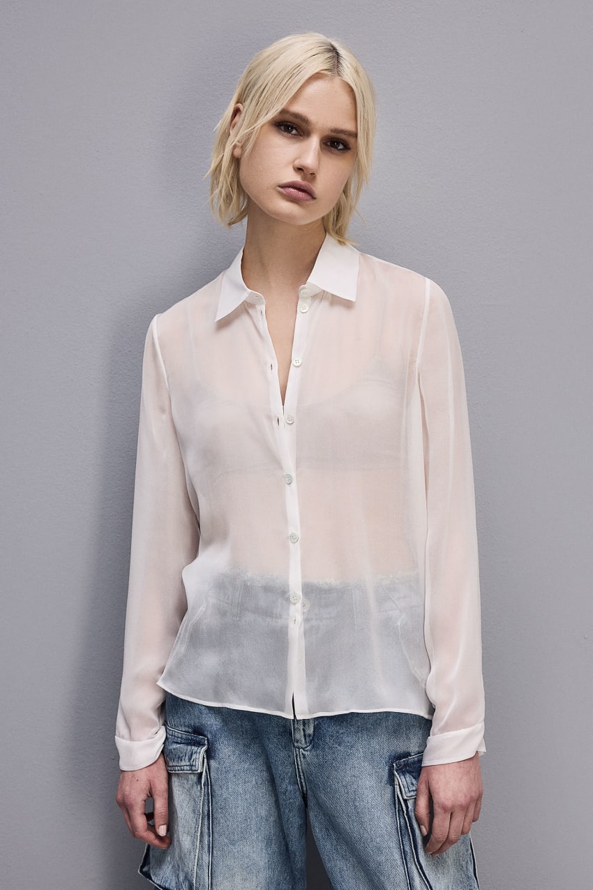 Patrizia Pepe Silk Voile Shirt Beyaz | IPT629850