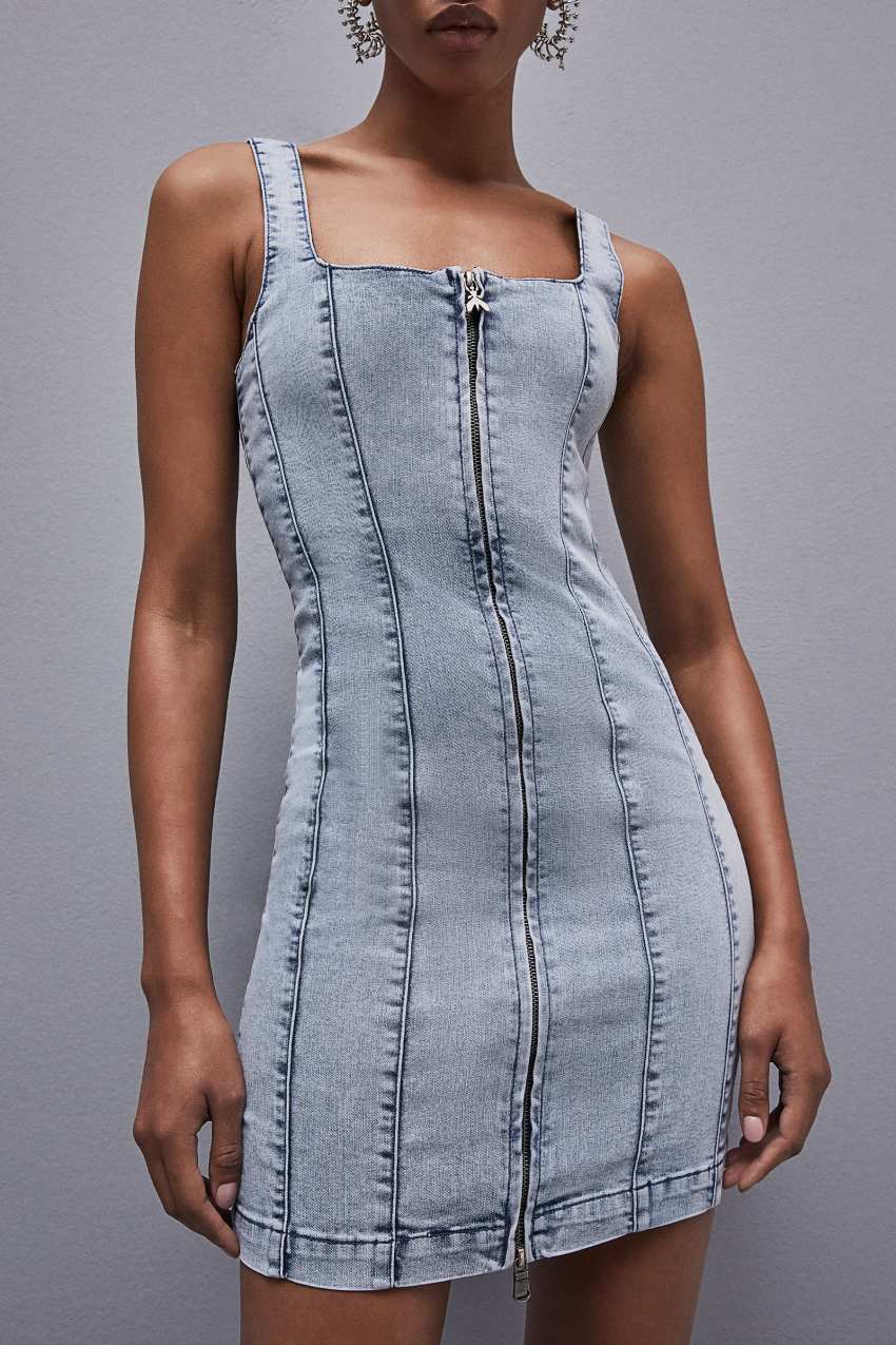 Patrizia Pepe Sleeveless Denim Mini Dress Açık Mavi | YEW389026