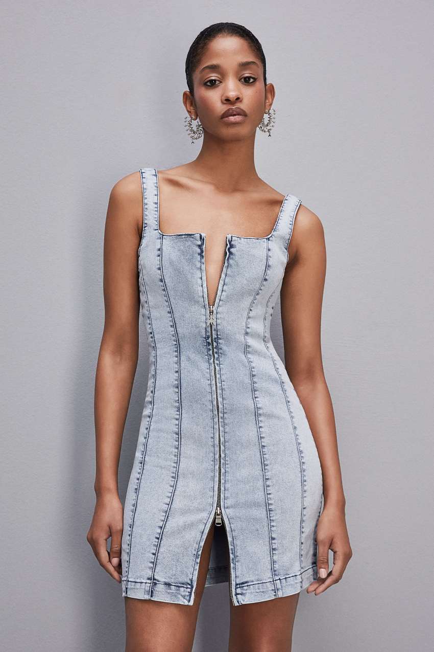 Patrizia Pepe Sleeveless Denim Mini Dress Açık Mavi | YEW389026