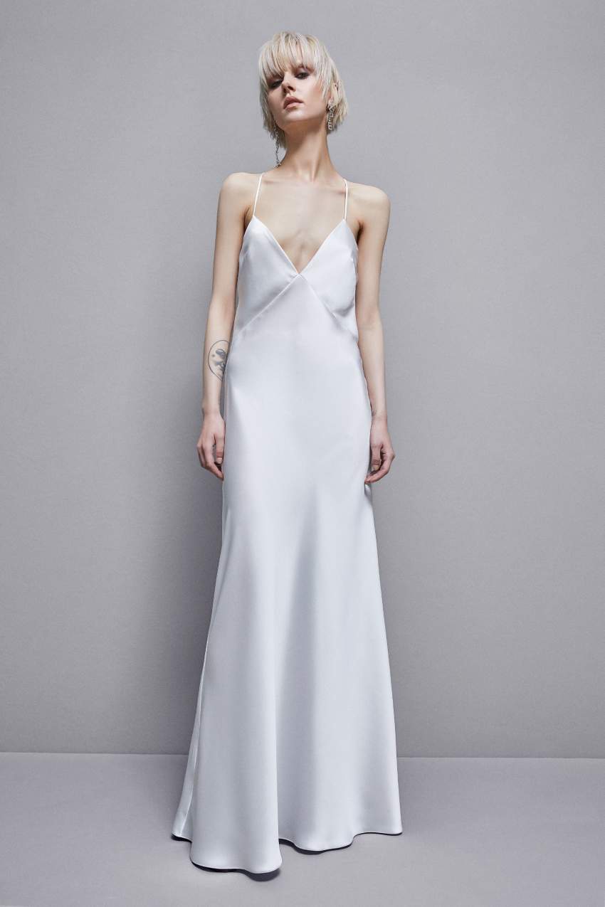 Patrizia Pepe Sleeveless Long Satin Dress Beyaz | HZW692354