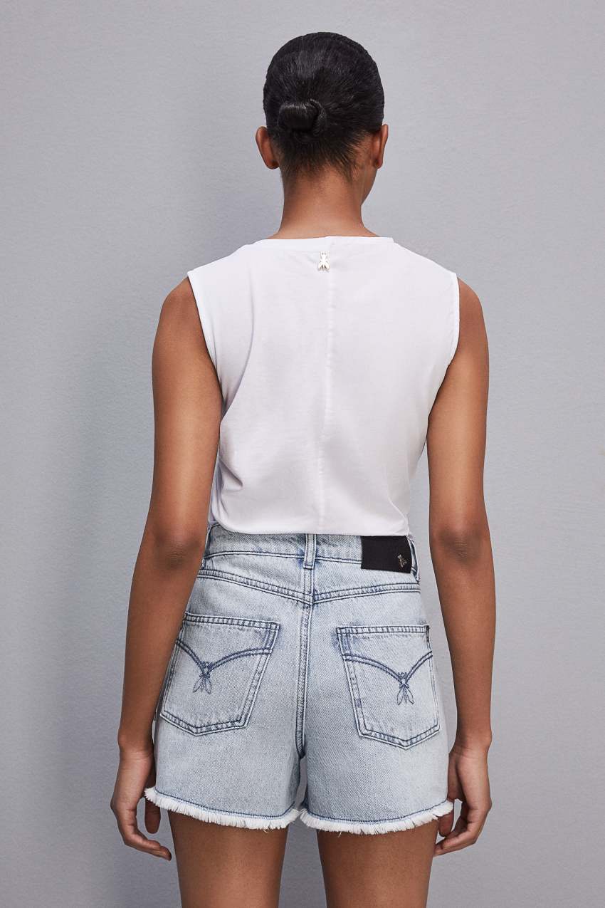 Patrizia Pepe Sleeveless T-shirt With Drawstring Beyaz | ILR173802