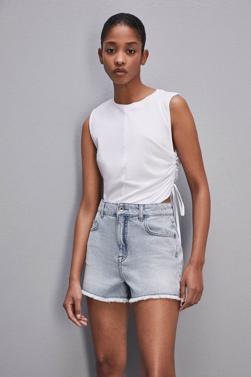 Patrizia Pepe Sleeveless T-shirt With Drawstring Beyaz | ILR173802