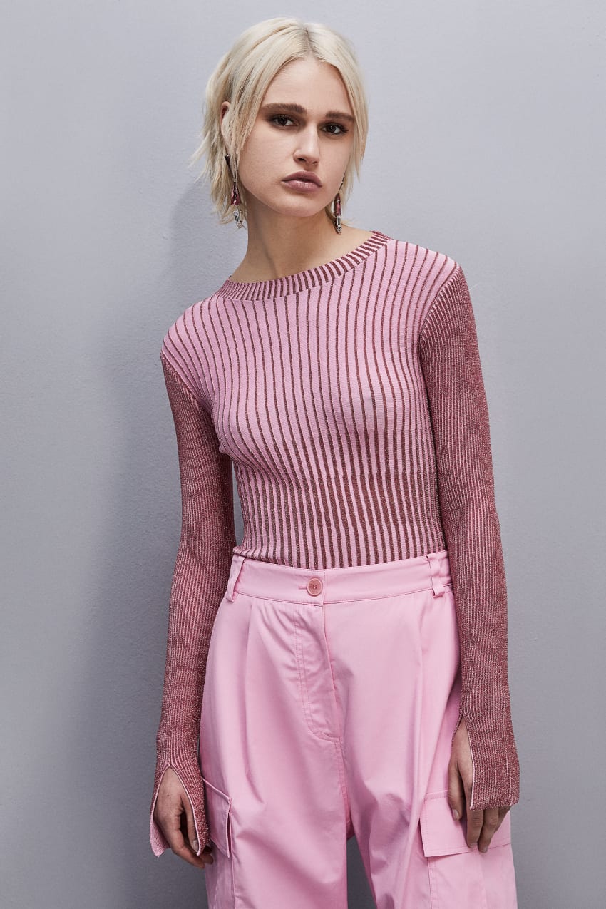 Patrizia Pepe Slim Fit Lurex Sweater Pembe | BUW625987