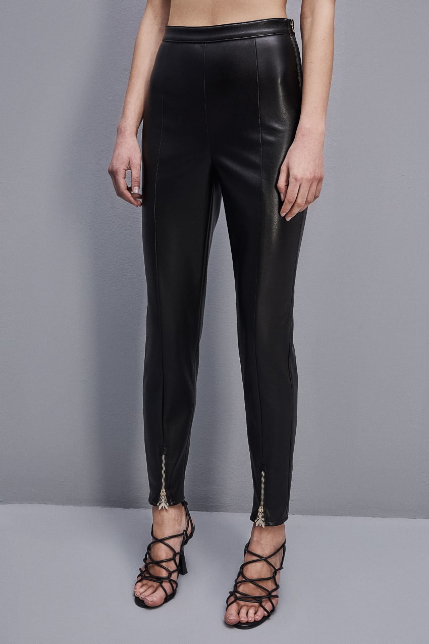 Patrizia Pepe Slim Leggings In Coated Fabric Siyah | TDC941730