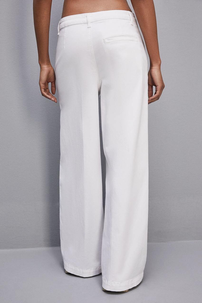 Patrizia Pepe Stretch Cotton Satin Palazzo Pants Beyaz | SEQ485207