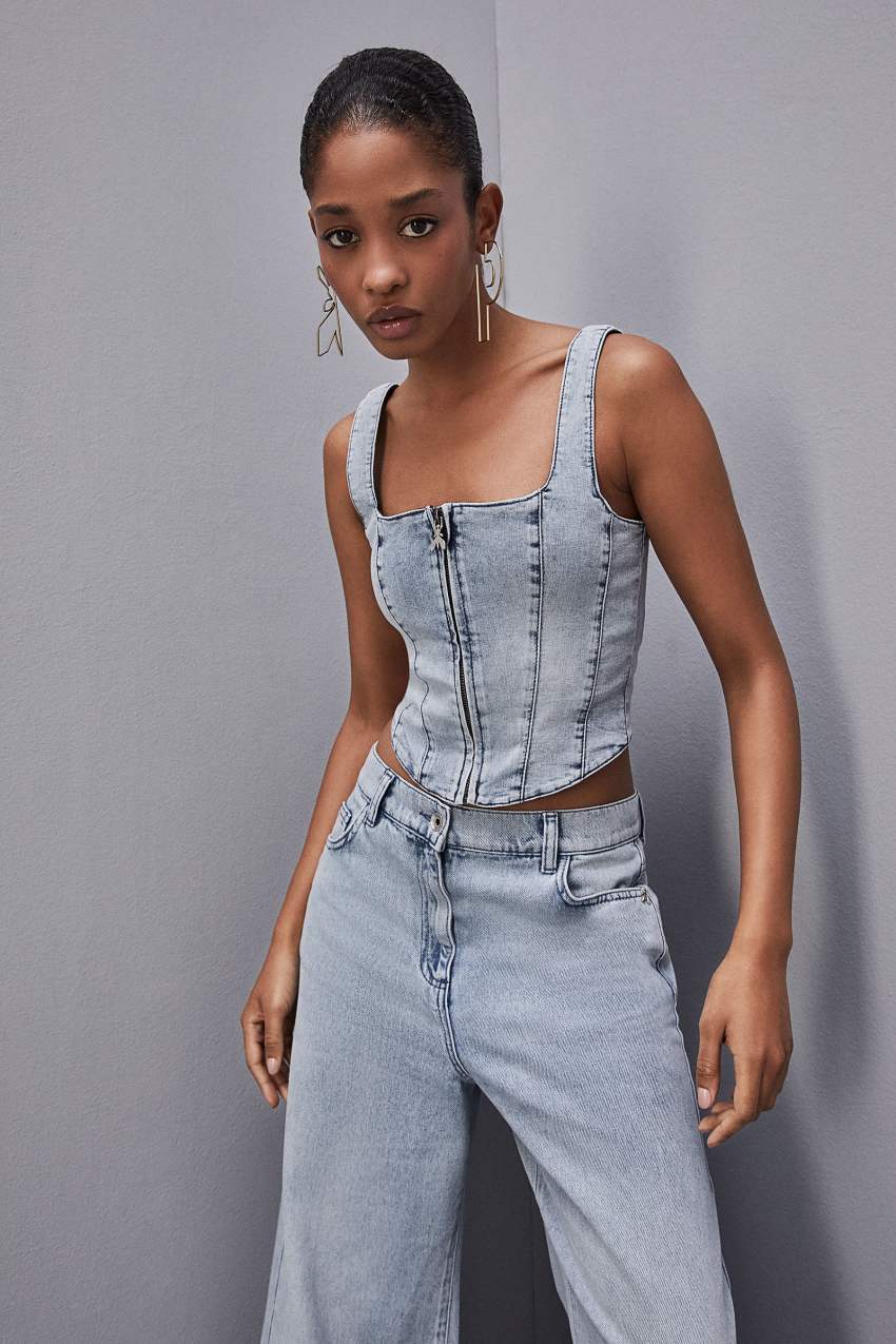 Patrizia Pepe Stretch Denim Top Açık Mavi | TDX481765