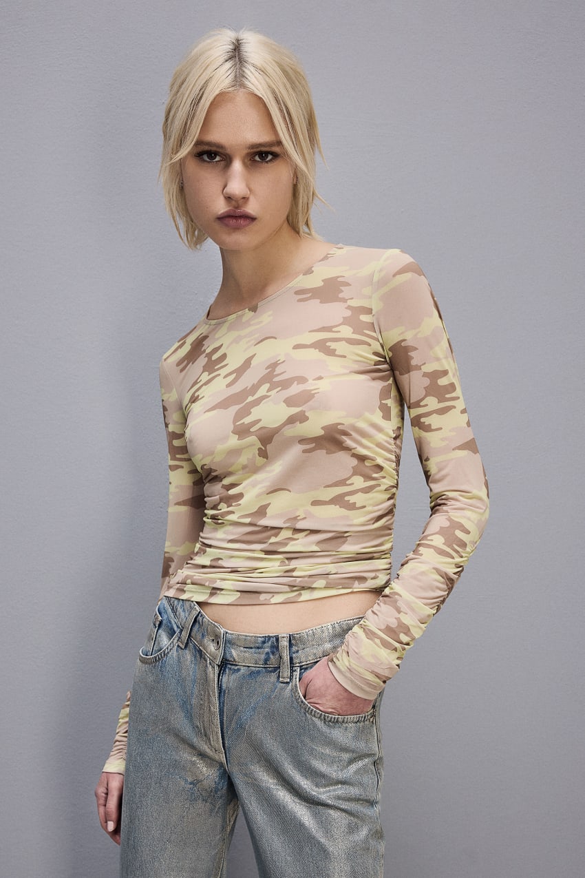 Patrizia Pepe Stretch Tulle T-shirt Militare | ISX723596