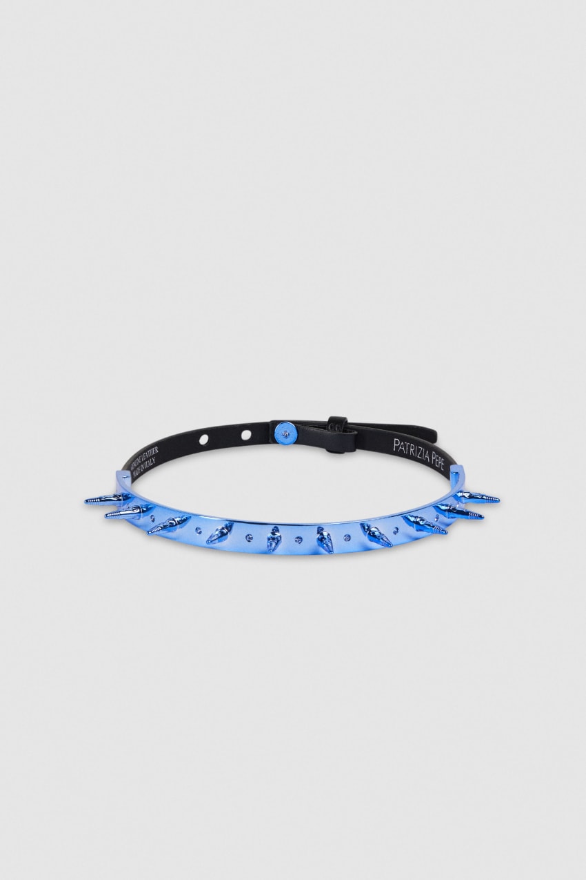 Patrizia Pepe Studded Leather Choker Mavi | OJH571628