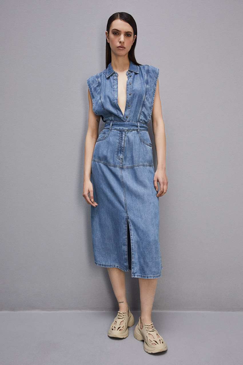 Patrizia Pepe Tencel Denim Sleeveless Dress Açık Mavi | VRL943756