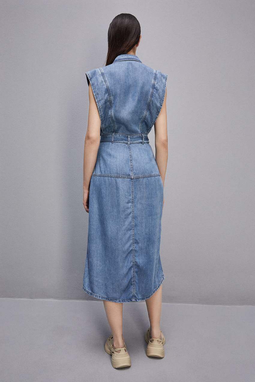 Patrizia Pepe Tencel Denim Sleeveless Dress Açık Mavi | VRL943756