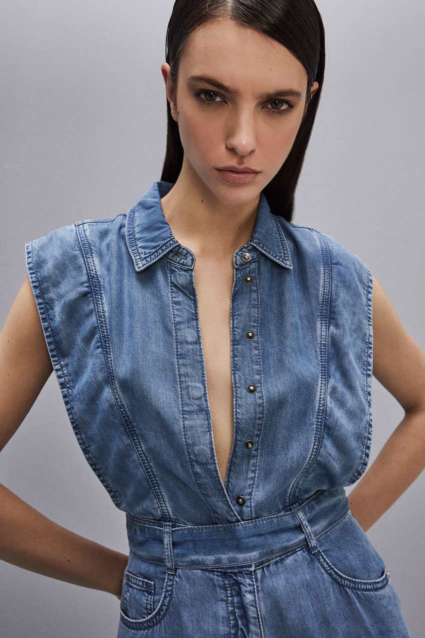 Patrizia Pepe Tencel Denim Sleeveless Dress Açık Mavi | VRL943756