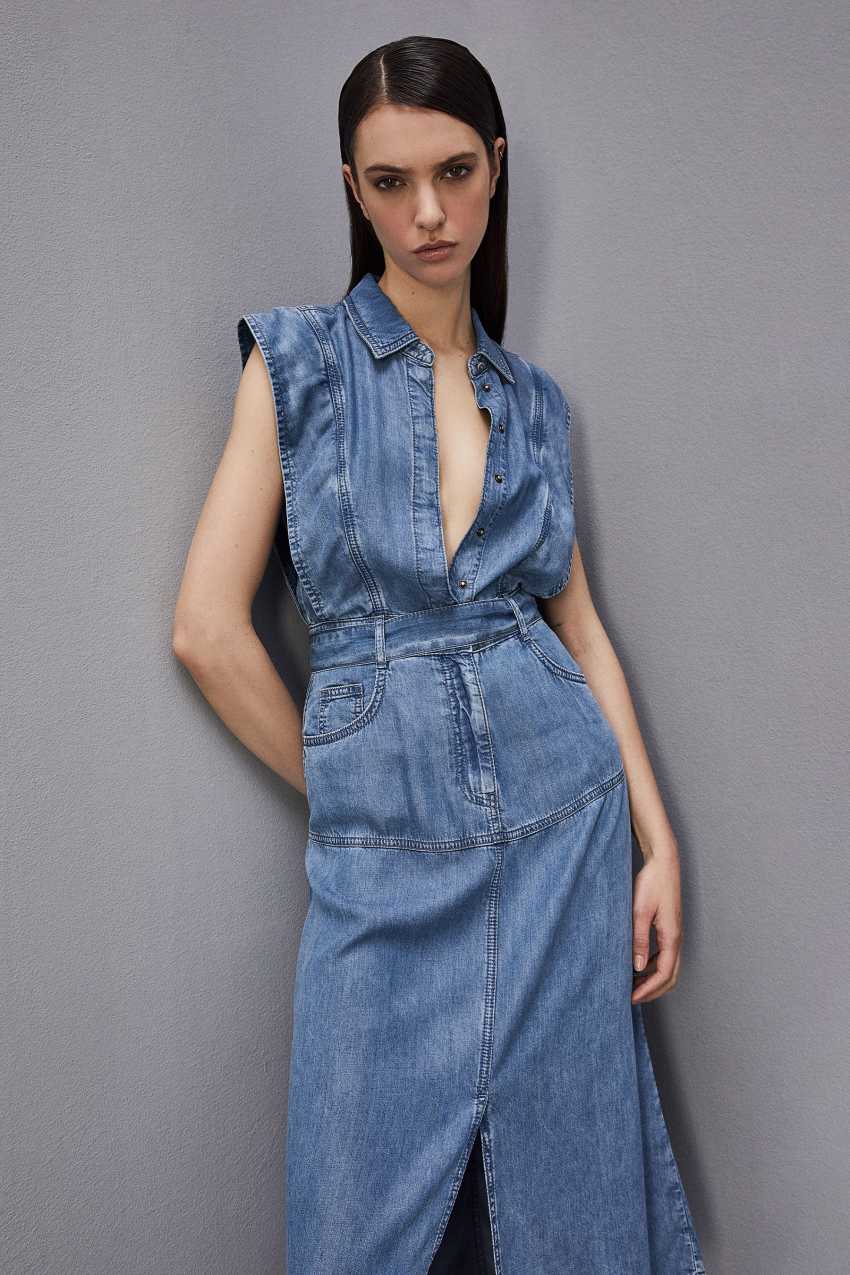 Patrizia Pepe Tencel Denim Sleeveless Dress Açık Mavi | VRL943756