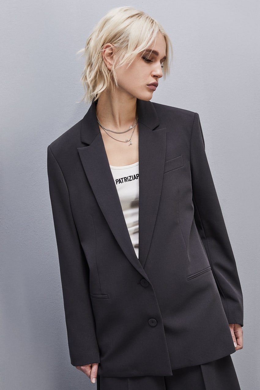 Patrizia Pepe Two-button Over Jacket In Viscose Gri | ZNH209861