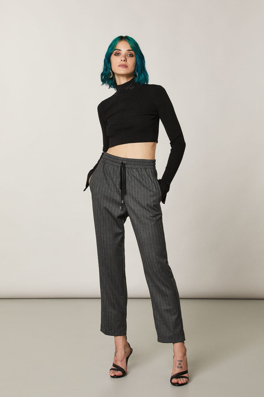 Patrizia Pepe Viscose Ankle Pants Siyah | BCJ570963