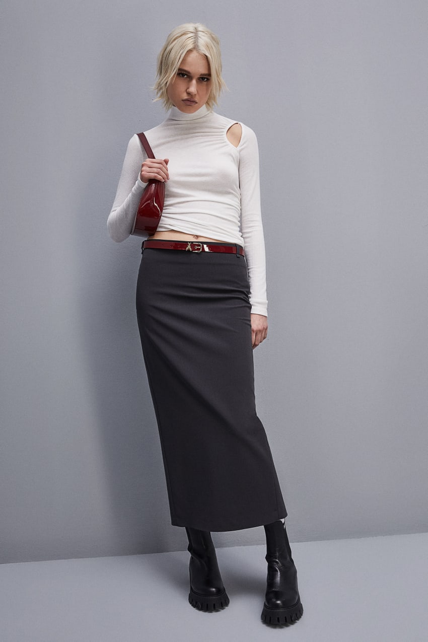 Patrizia Pepe Viscose Pencil Skirt Gri | QCV670581