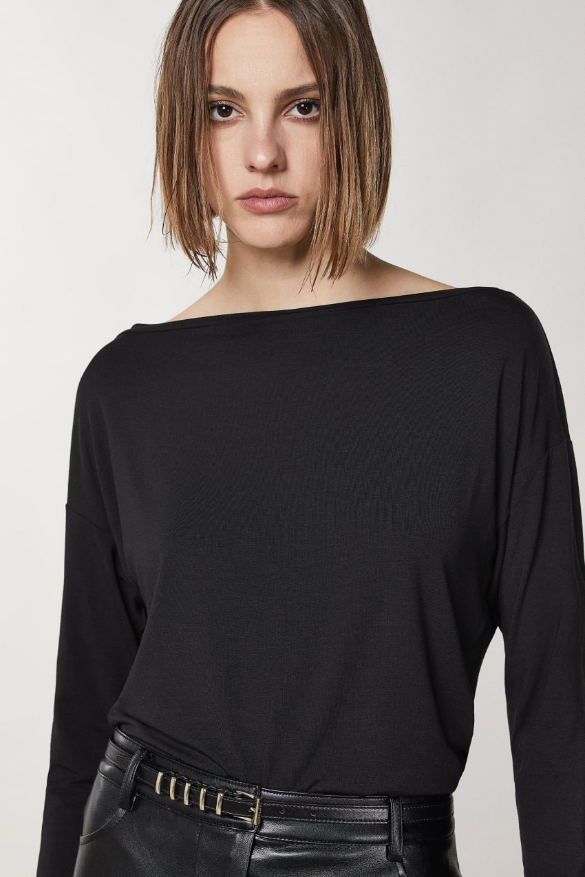 Patrizia Pepe Viscose Sweater With Rhinestones Siyah | GYN862143