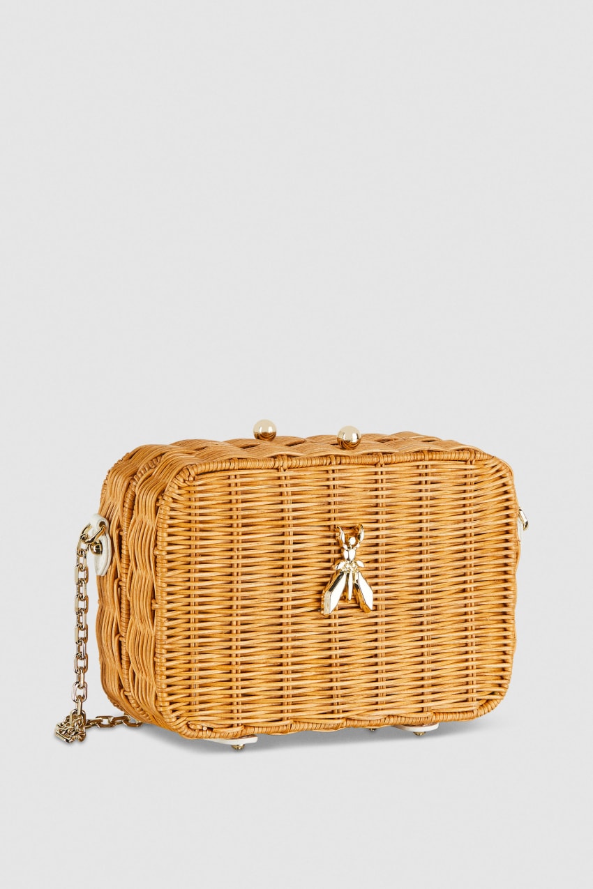 Patrizia Pepe Wicker Shoulder Bag Beyaz | NIR249135