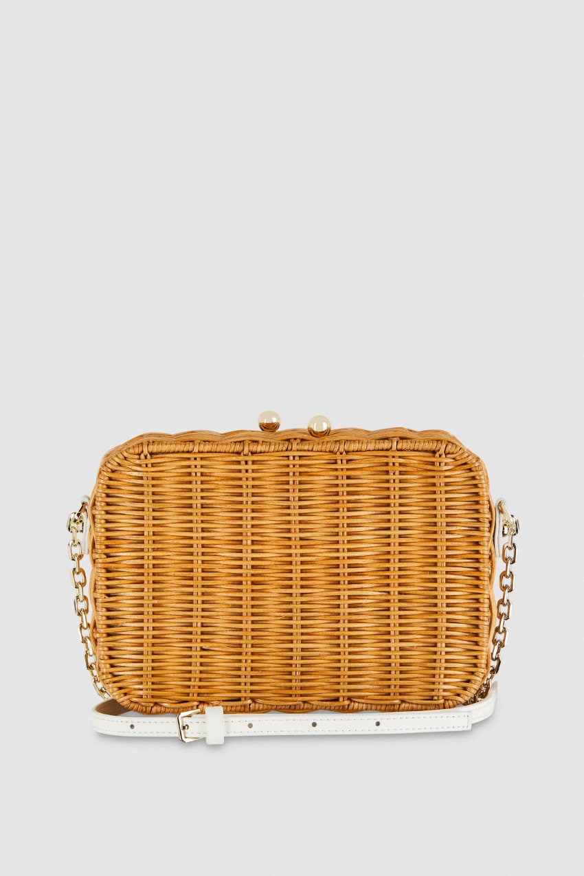 Patrizia Pepe Wicker Shoulder Bag Beyaz | NIR249135