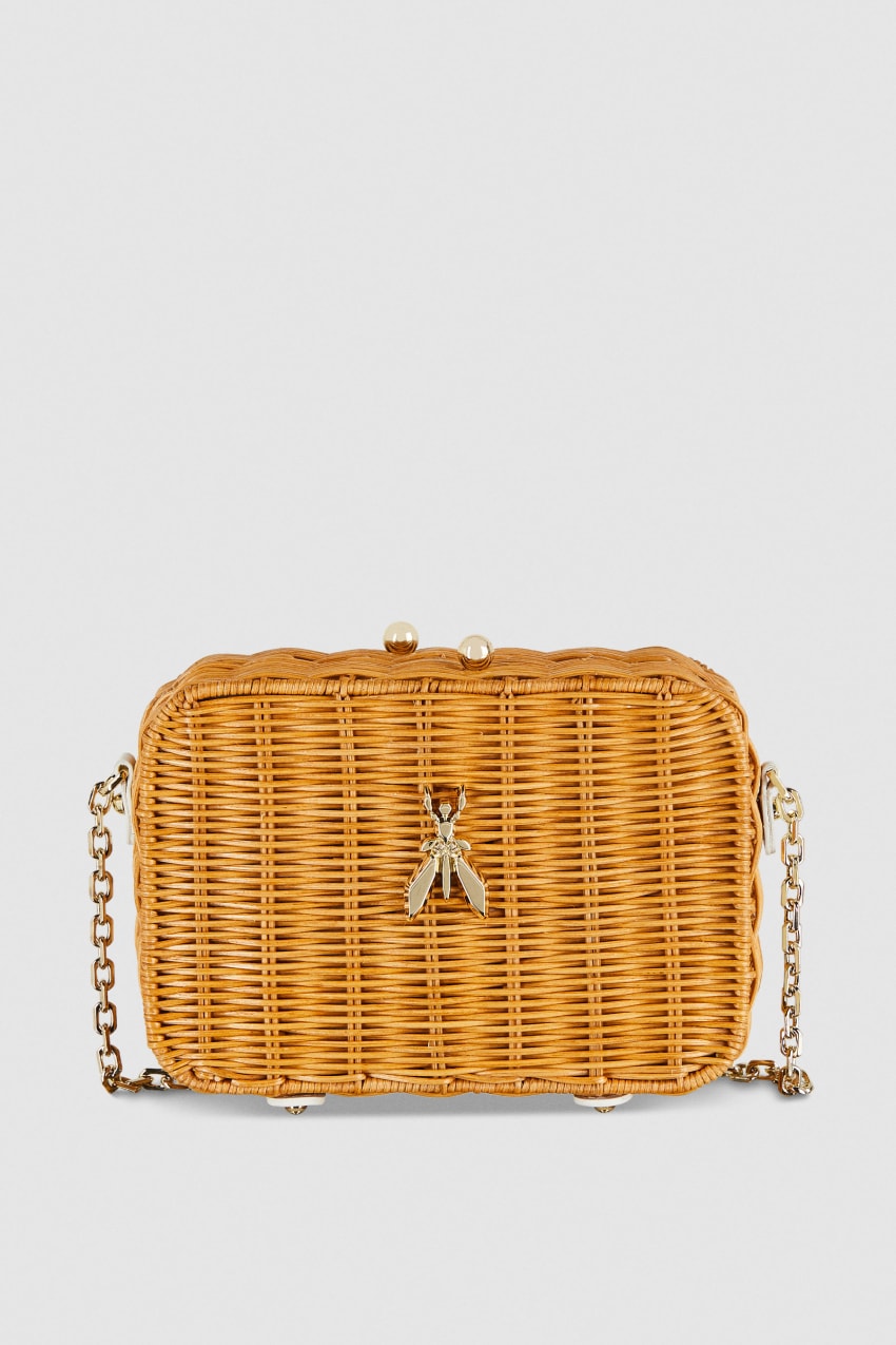 Patrizia Pepe Wicker Shoulder Bag Beyaz | NIR249135