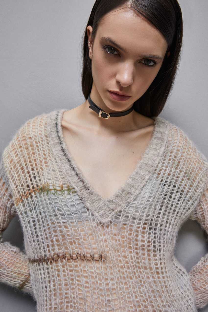 Patrizia Pepe Wool Blend Mesh Sweater Renkli | UYH859362