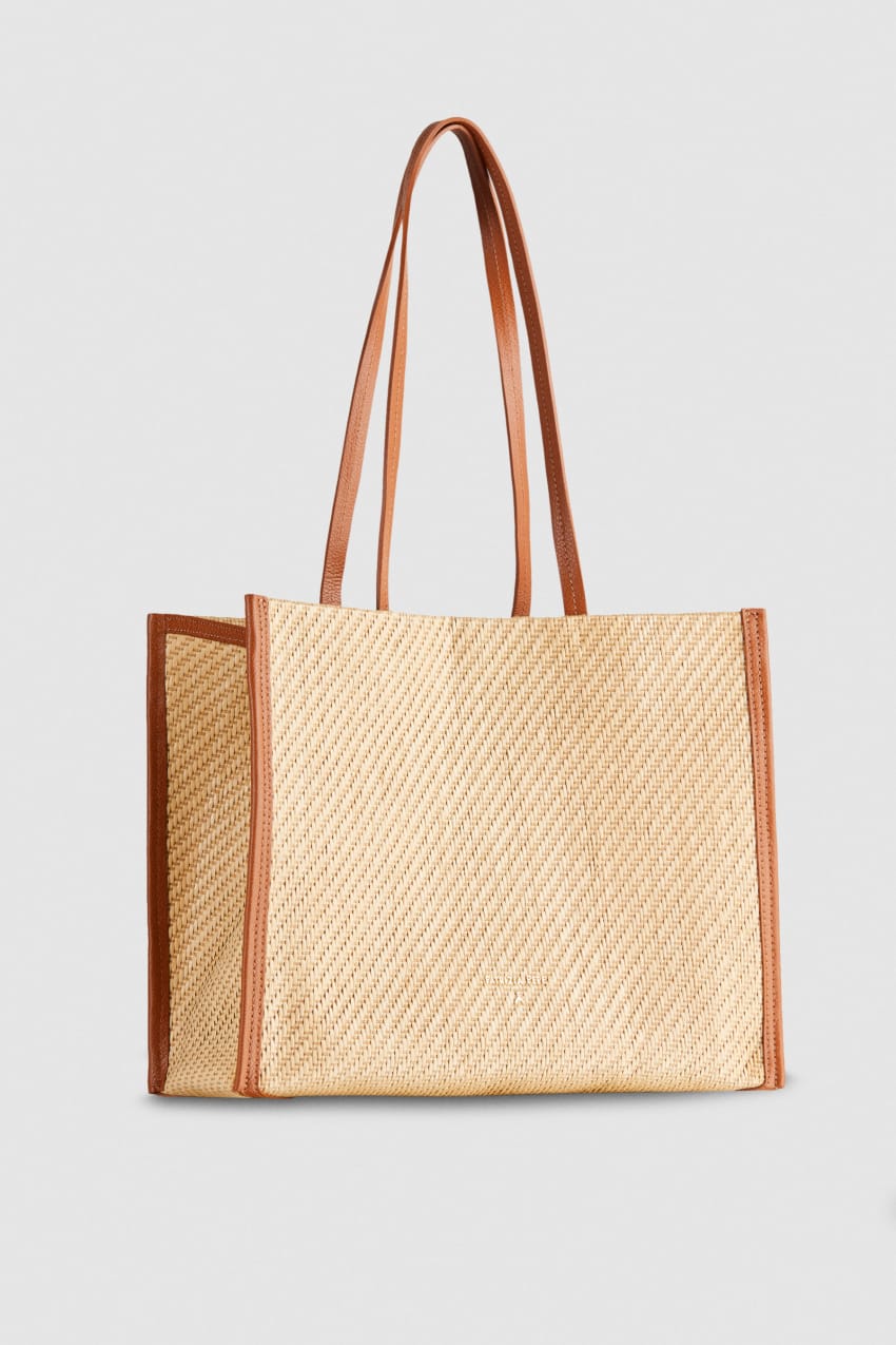 Patrizia Pepe Woven Fabric Shopping Bag Kahverengi | TUM598472