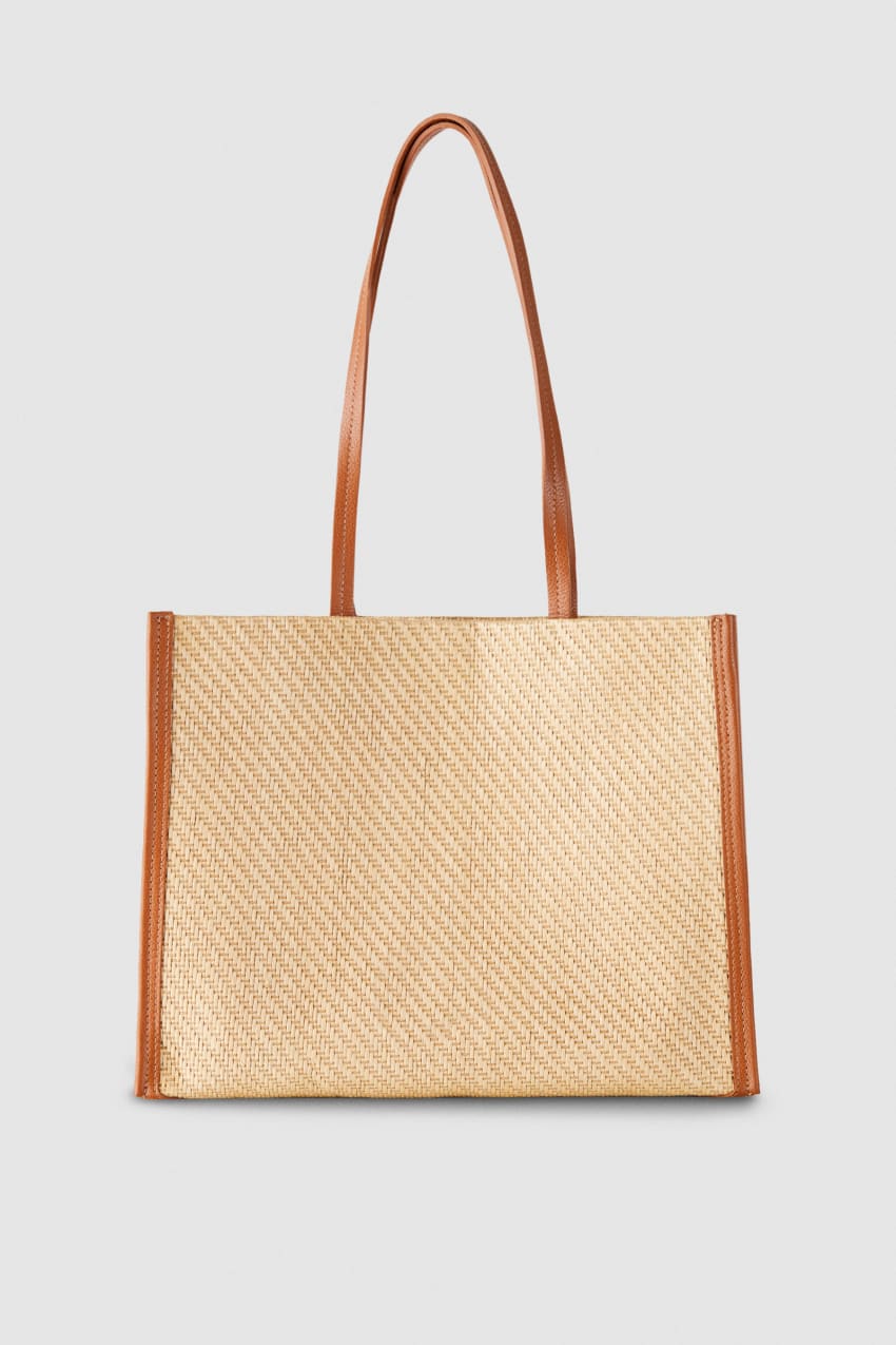 Patrizia Pepe Woven Fabric Shopping Bag Kahverengi | TUM598472